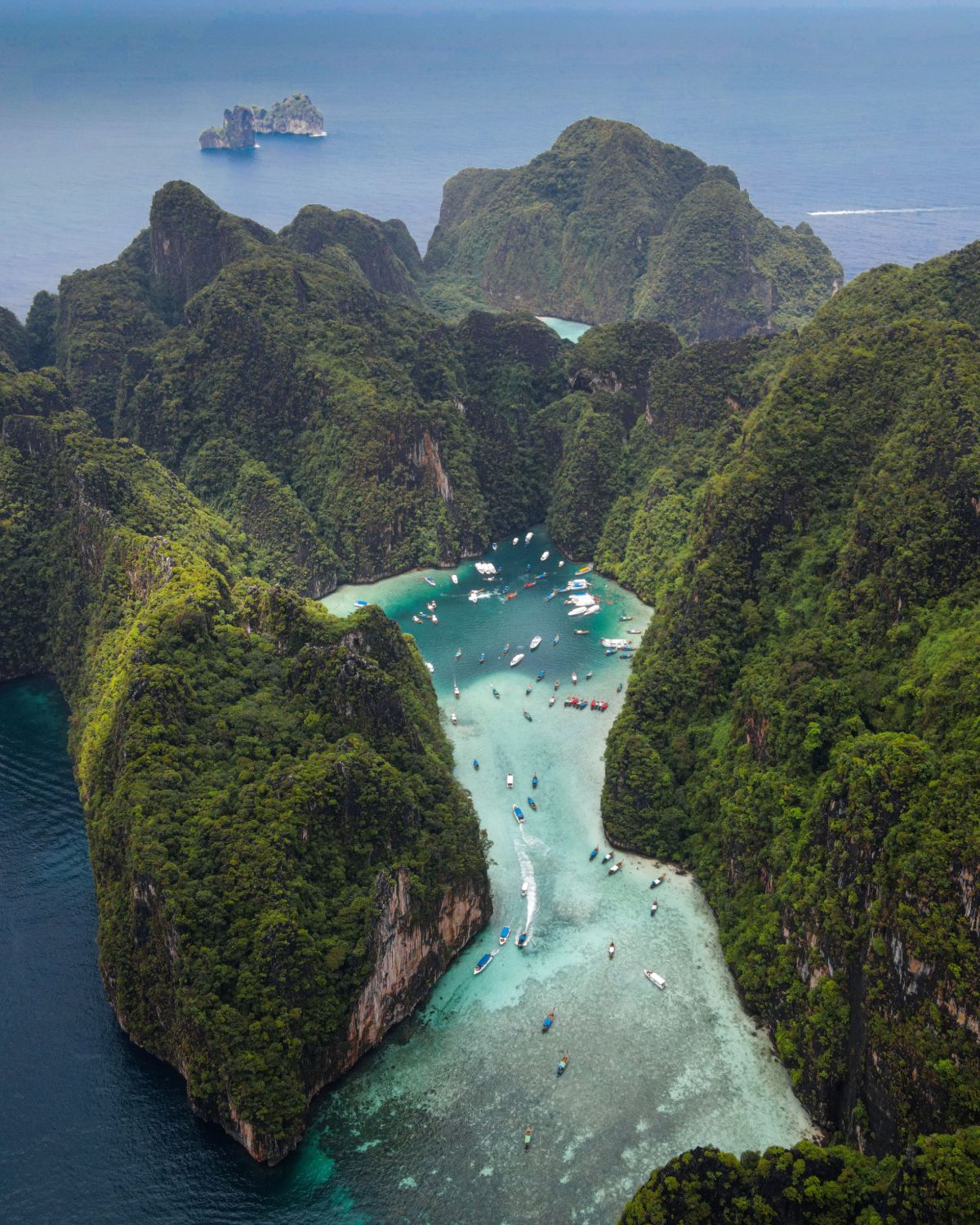 Aerial view of a Phi Phi lagoon