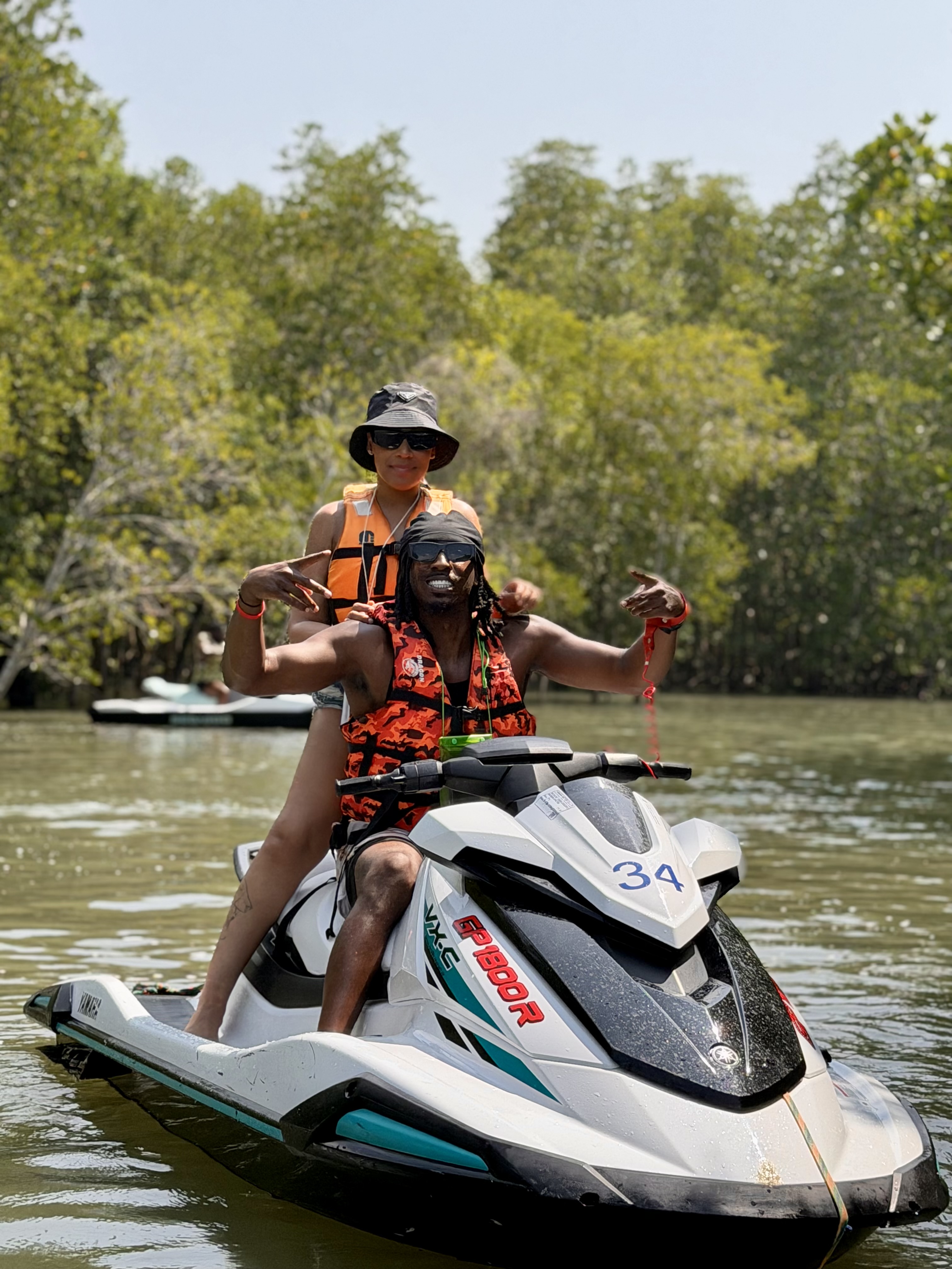 Couple on a jetski in mangrove channels